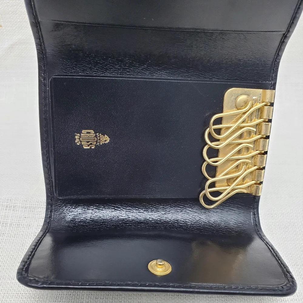 Mark Cross 1845 Leather Key Case Black and Brass Key Holder